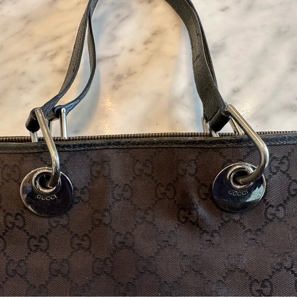 Vintage Gucci Black Fabric Handbag with Polished Chrome Hardware - Picture 7 of 16